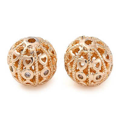 Brass Micro Pave Clear Cubic Zirconia Spacer Beads KK-Z089-09KCG-02-1