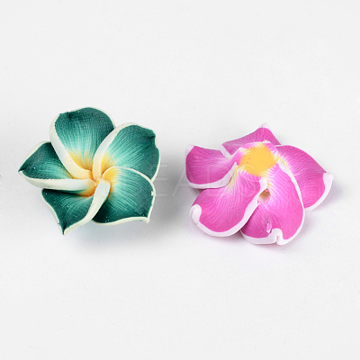 Handmade Polymer Clay 3D Flower Plumeria Beads CLAY-Q192-20mm-M-1