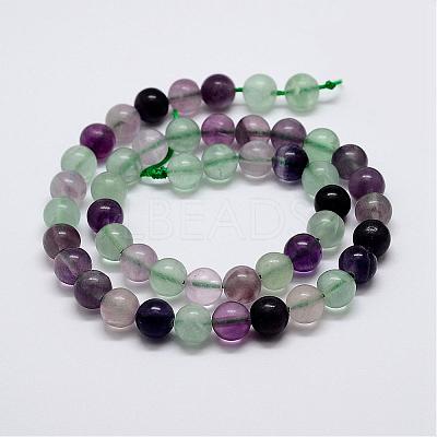 Natural Rainbow Fluorite Bead Strands G-P255-01-6mm-1