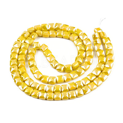 Electroplate Opaque Solid Color Glass Beads Strands EGLA-N002-42-03-1