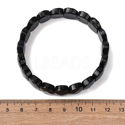 Dyed & Heated Natural Black Agate Beaded Stretch Bracelets for Unisex G-K303-01A-1