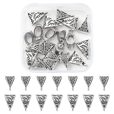 20Pcs 2 Style Tibetan Style Alloy Tube Bails TIBE-YW0001-29-1