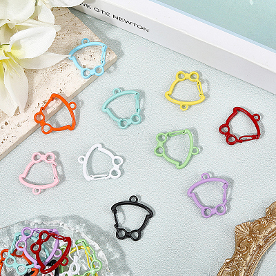 20Pcs 10 Colors Zinc Alloy Baking Paint Bell Shape Keychain Clasps FIND-SC0017-44-1