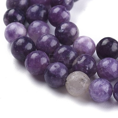 Natural Lepidolite/Purple Mica Stone Beads Strands G-K415-6mm-1