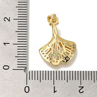 Fan Rack Plating Brass Micro Pave Clear Cubic Zirconia Pendants KK-U019-22G-1