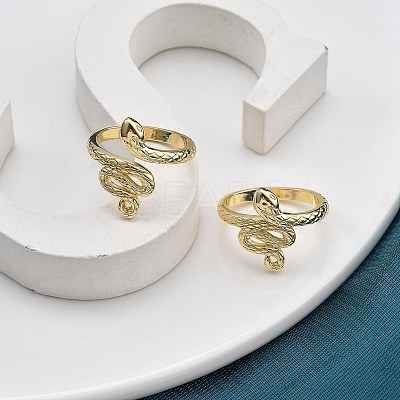 Rack Plating Brass Cuff Finger Rings for Women RJEW-M028-36G-1