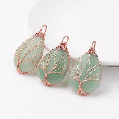 Natural Green Aventurine Pendants G-K122-02RG-1