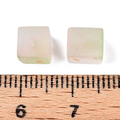 Frosted Glass Beads with Golden Glitter Powder DGLA-NH001-6mm-01E-1