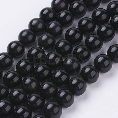 Natural Obsidian Beads Strands X-G-G099-10mm-24-1