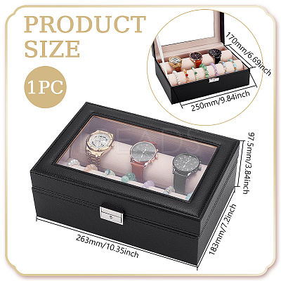 PU Leather Watch Organizer Display Cases CON-WH0086-231-1