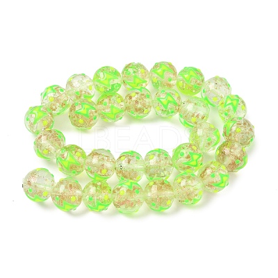 Luminous Handmade Enamel Gold Sand Glass Beads Strands LAMP-U004-08B-1