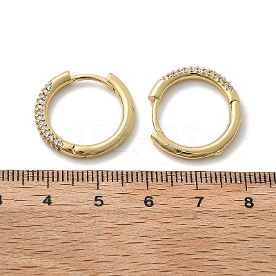 Brass Micro Pave Cubic Zirconia Huggie Hoop Earrings EJEW-K083-36G-B-1