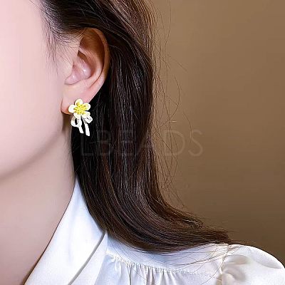 Alloy Flower Stud Earrings for Women WG441DE-01-1