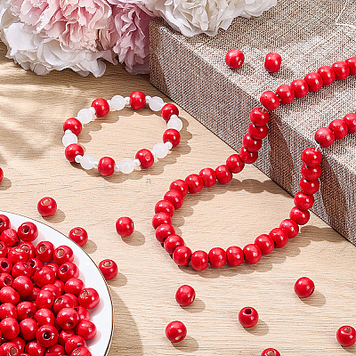 600Pcs Dyed Natural Wood Beads COCO-SC0002-39B-1