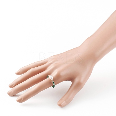 Glass Beads Stretch Rings RJEW-JR00314-1