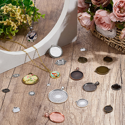 1Bag Alloy Pendant Cabochon Settings FIND-SC0023-79A-01-1