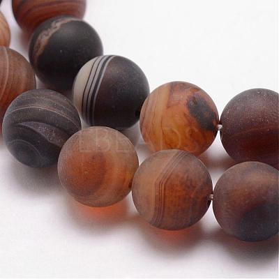 Natural Striped Agate/Banded Agate Bead Strands G-K166-12-12mm-04-1