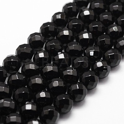 Natural Dyed & Heated Black Onyx Beads Strands X-G-D840-23-6mm-1