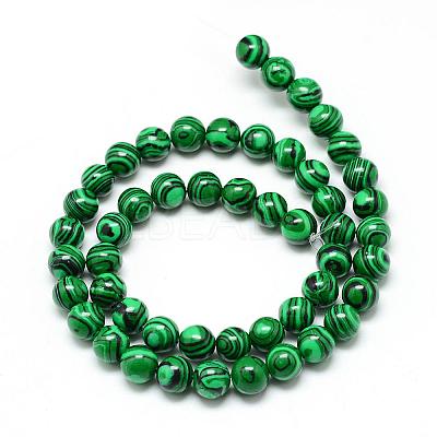 Synthetic Malachite Beads Strands G-T053-8mm-05-1