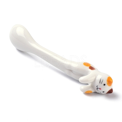 Porcelain Cat Animal Hanging Spoons AJEW-A029-01B-1