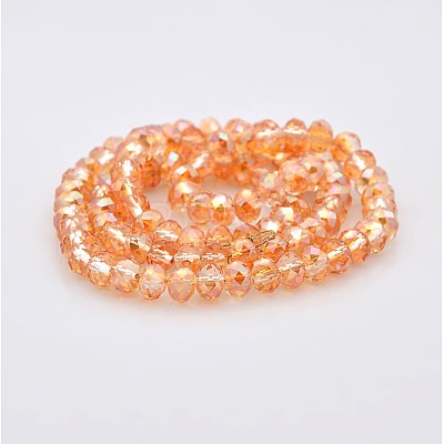AB Color Plated Faceted Rondelle Electroplate Glass Beads Strands GLAA-A024D-AB09-1