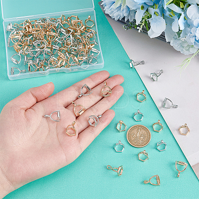 100Pcs 2 Colors Alloy Pinch Bails FIND-OC0002-10-1