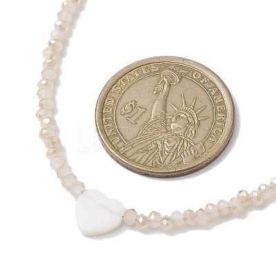 Glass Beads with Shell Heart  Necklaces NJEW-JN04681-03-1