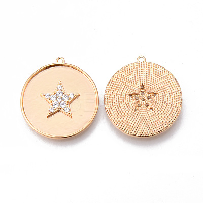Brass Micro Pave Clear Cubic Zirconia Pendants KK-N232-160-NF-1