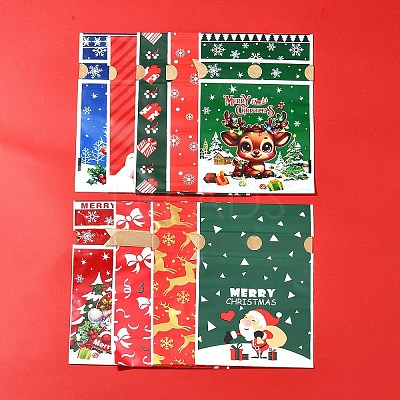 18Pcs 9 Styles Christmas Theme Plastic Packing Pouches Drawstring Bags ABAG-FS0001-04-1