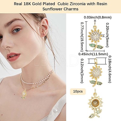 10Pcs Brass Micro Pave Cubic Zirconia Pendants KK-BBC0020-63-1