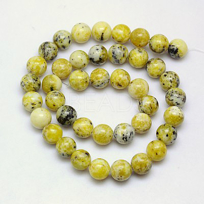Natural Yellow Turquoise(Jasper) Beads Strands X-GSR6mmC007-1