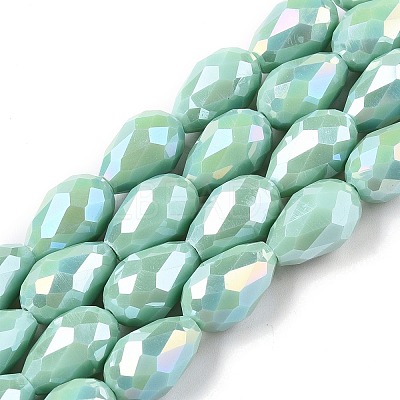 Opaque Solid Color Electroplate Glass Beads Strands LS-EGLA-N013-P10mm-B14-1
