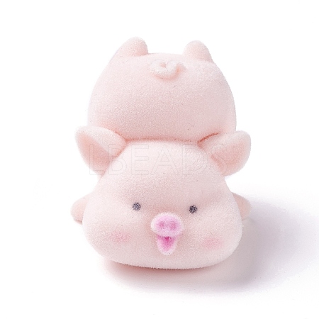 Flocky Resin Miniature Pig Figurines AJEW-Z007-07-1