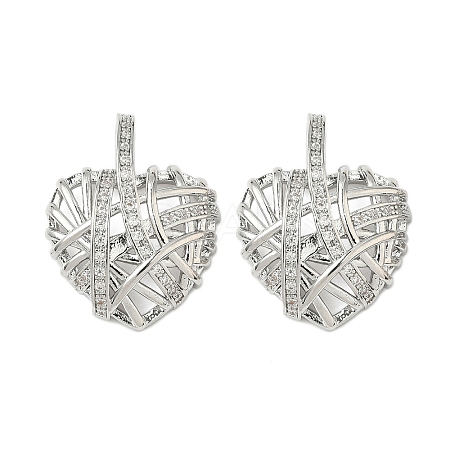 Brass Micro Pave Clear Cubic Zirconia Pendants KK-B139-01P-1