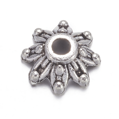 Flower Tibetan Silver Bead Caps X-A475-1