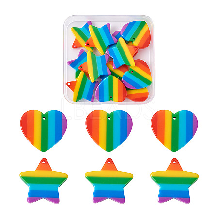 12Pcs 2 Style Plastic Stripe Pendants KY-YS0001-03-1