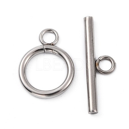 Tarnish Resistant Stainless Steel Ring Toggle Clasps STAS-Q179-01-1