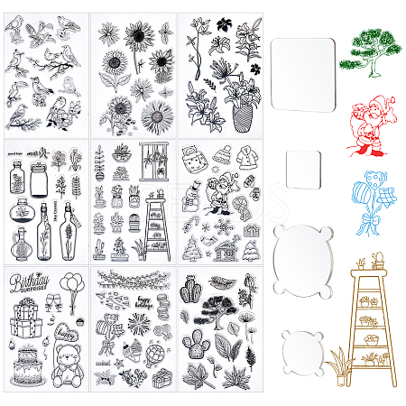 Globleland 9 Style PVC Plastic Stamps DIY-GL0001-35-1