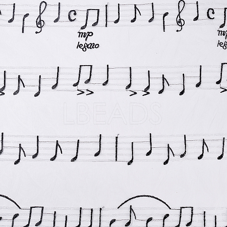 Musical Note Pattern Polyester Mesh Fabric DIY-WH0449-28A-1