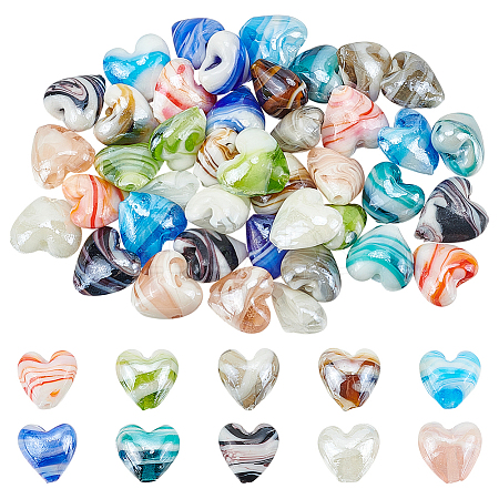 50Pcs 10 Colors Handmade Lampwork Beads LAMP-WR0001-01-1