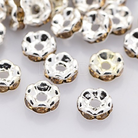 Brass Rhinestone Spacer Beads RB-A014-L12mm-14S-1