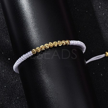 Polyester Cord Braided Bead Bracelets for Women BJEW-L698-01G-14-1