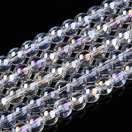 Electroplate Transparent Glass Beads Strands GLAA-T032-T4mm-AB13-1