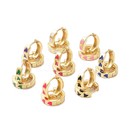 Brass Enamel Hoop Earrings KK-P205-17G-1