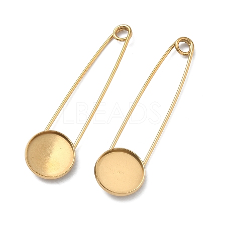 304 Stainless Steel Safety Pin Brooch Base Settings STAS-A142-02A-G-1
