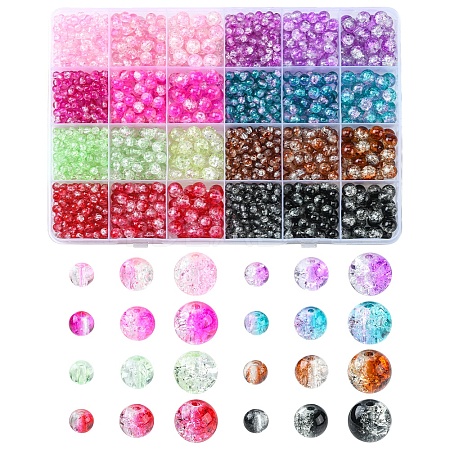 1880Pcs 24 Style Transparent Crackle Glass Beads CCG-YW0001-16-1