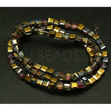 Electroplate Glass Beads Strands EGLA-D018-4x4mm-17-1