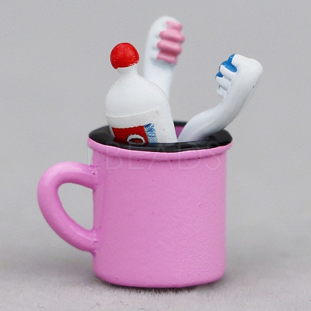 Alloy Toothbrush Toothpaste Set Miniature Ornaments PW-WG092FD-03-1