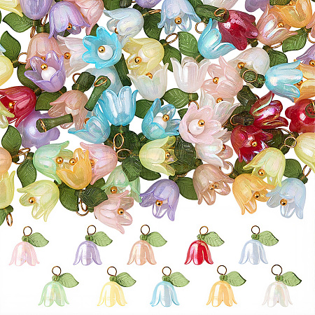 12 Sets Flora Leaves & Lily Flower Charms FIND-SC0016-69-1