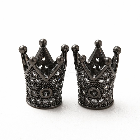 Rack Plating Brass Micro Pave Cubic Zirconia Beads ZIRC-C043-01B-1